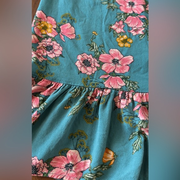 Floral Midi Dress in Teal and Pink - Picture 6 of 8